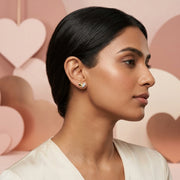 9KT Gold Diamond Heart Stud Earrings for Women